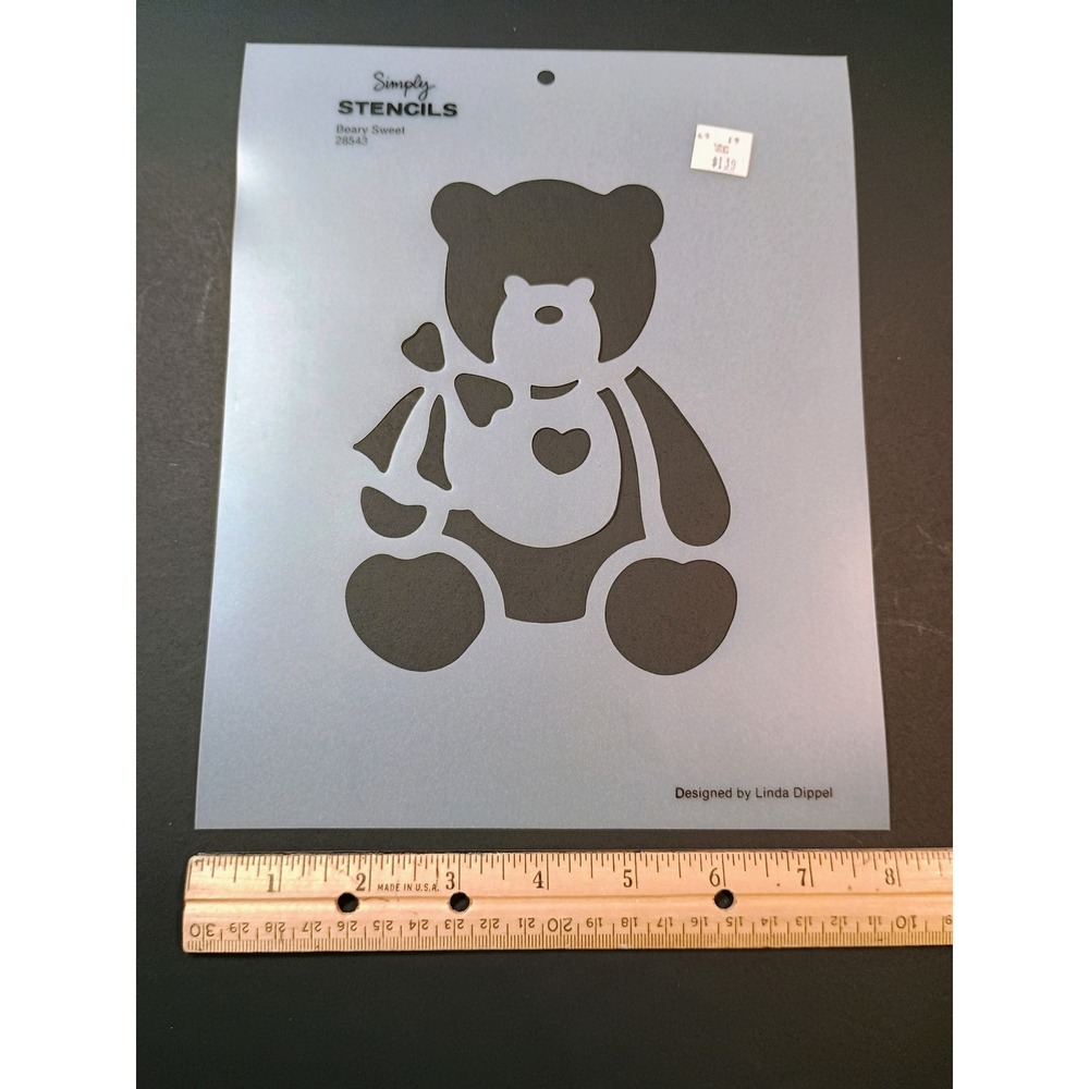Simply Stencils Beary Sweet Teddy Bear Heart Craft Art Stencil 28543 L.‎ Dippel
